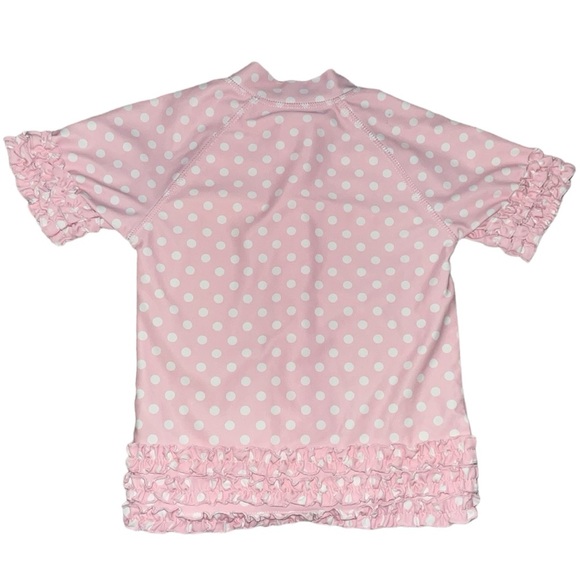 SwimZip Sassy Surfer UV Sun Protective Rash Guard Ruffle Pink Polka Dot - Picture 3 of 7